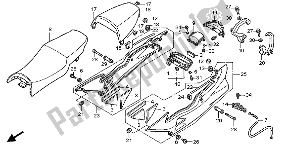 All parts for the Seat & Rear Cowl of the Honda VFR 750F 1996