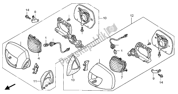 Toutes les pièces pour le Clignotant Avant Et Miroir du Honda GL 1800A 2001