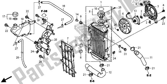 All parts for the Radiator of the Honda CRF 250M 2014