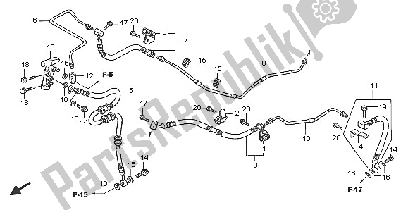 All parts for the Rear Brake Pipe of the Honda FJS 600D 2005