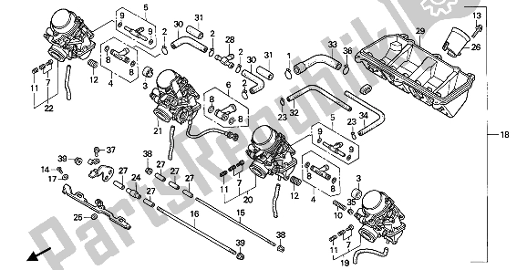 All parts for the Carburetor (assy.) of the Honda CBR 600F 1992