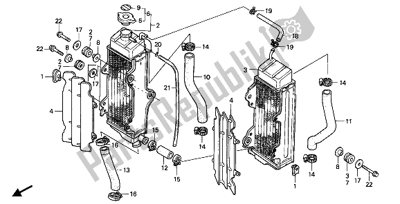 All parts for the Radiator of the Honda CR 125R 1990