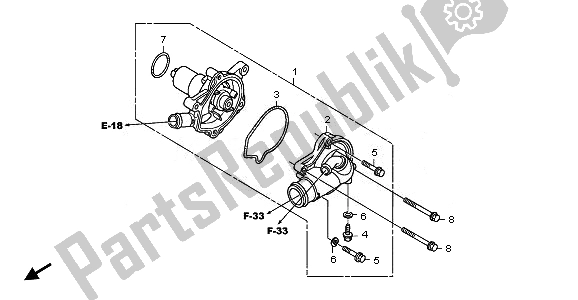 All parts for the Water Pump of the Honda XL 700V Transalp 2010