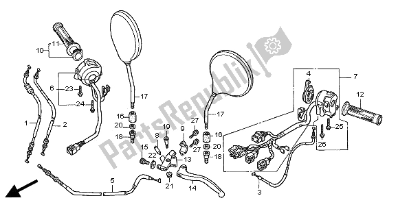 Tutte le parti per il Maniglia Leva E Interruttore E Cavo del Honda CB 600F Hornet 2002