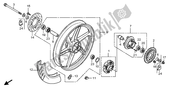 Toutes les pièces pour le Roue Arrière du Honda CBR 125 RW 2009