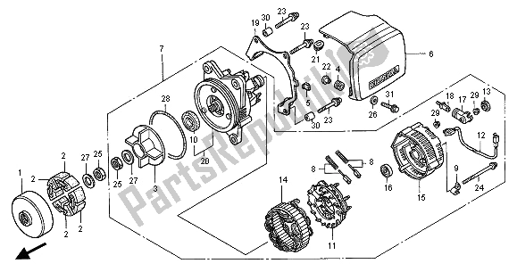 Alle onderdelen voor de Generator van de Honda GL 1500C 2001