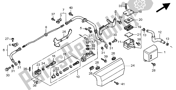 All parts for the Rear Brake Master Cylinder of the Honda GL 1500C 1998