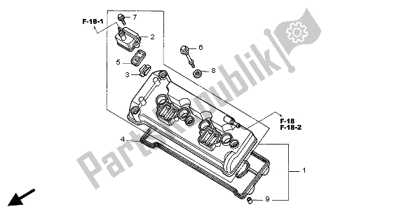 All parts for the Cylinder Head Cover of the Honda CBR 900 RR 2002