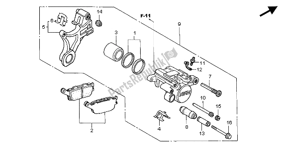 All parts for the Rear Brake Caliper of the Honda CBR 900 RR 2002