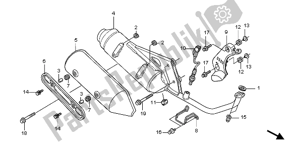 All parts for the Exhaust Muffler of the Honda SH 150 2009