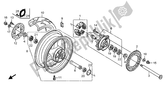 All parts for the Rear Wheel of the Honda CBR 600 RA 2009