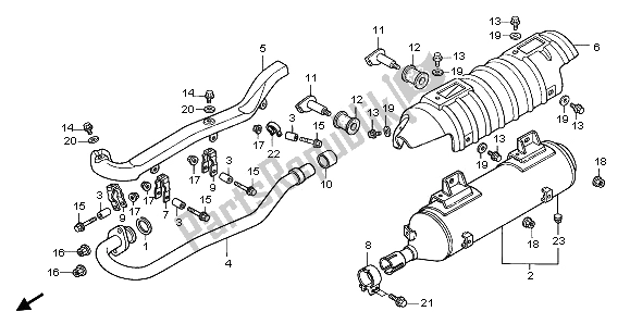 All parts for the Exhaust Muffler of the Honda TRX 350 FE Fourtrax Rancher 4X4 ES 2000