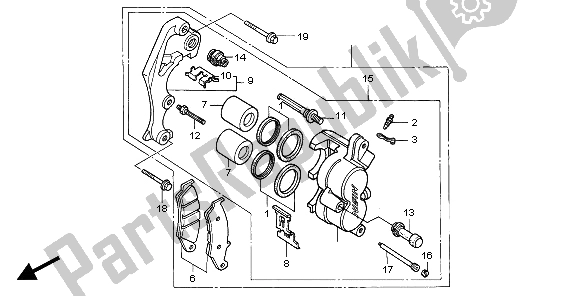 Wszystkie części do Zacisk Hamulca Przedniego Honda XR 600R 1997