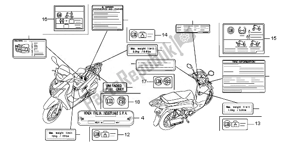 All parts for the Caution Label of the Honda SH 150 2010