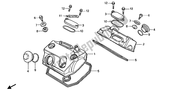 All parts for the Cylinder Head Cover of the Honda XL 600V Transalp 1990