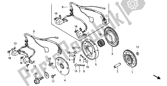 Tutte le parti per il Generatore Di Impulsi E Frizione Di Avviamento del Honda VFR 750F 1989