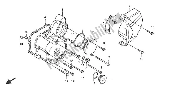 Alle onderdelen voor de Linker Carterdeksel van de Honda XR 125L 2005