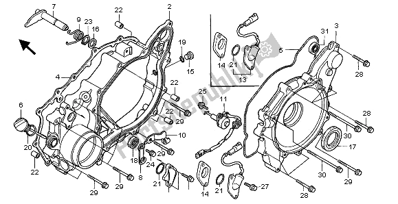 All parts for the Rear Crankcase Cover of the Honda TRX 400 FW Fourtrax Foreman 2001