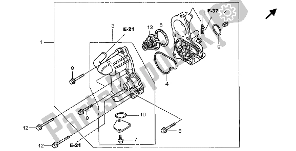 All parts for the Water Pump of the Honda GL 1800A 2006