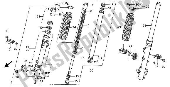 Todas las partes para Tenedor Frontal de Honda NX 650 1996