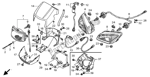 Alle onderdelen voor de Koplamp van de Honda TRX 500 FA Fourtrax Foreman Rubicon 2008