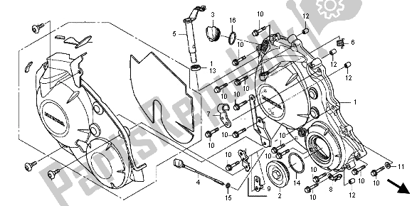 All parts for the Right Crankcase Cover of the Honda CBR 1000 RA 2012