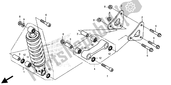 All parts for the Rear Cushion of the Honda CB 500F 2013