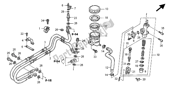 All parts for the Rr. Brake Master Cylinder of the Honda VFR 800 FI 1998