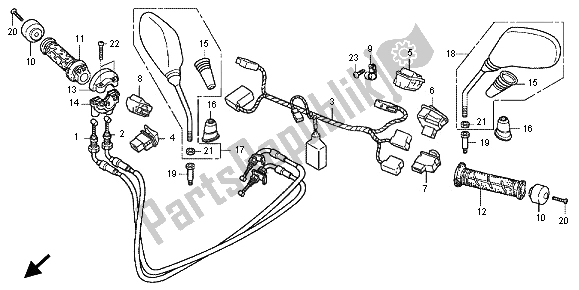 Wszystkie części do Prze?? Cznik I Kabel I Lustro Honda SH 300 RA 2012