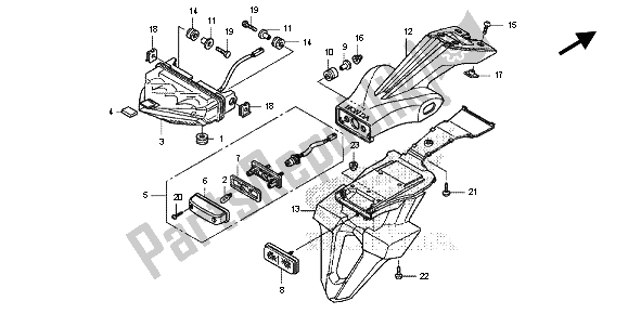 All parts for the Taillight of the Honda CB 600F Hornet 2013