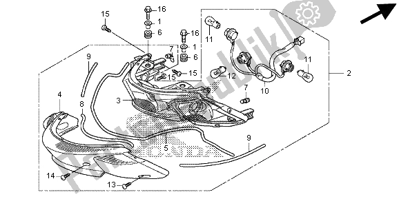 All parts for the Rear Combination Light of the Honda SH 300 RA 2013