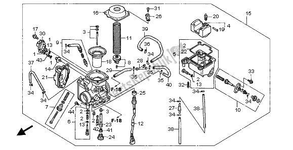 All parts for the Carburetor of the Honda TRX 450 FE Fourtrax Foreman ES 2002