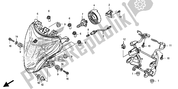 Tutte le parti per il Faro del Honda CB 600 FA Hornet 2013