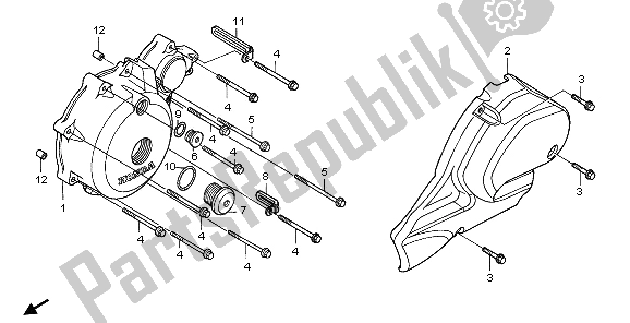 All parts for the Left Crankcase Cover of the Honda NT 700 VA 2006