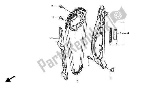 Alle onderdelen voor de Nokkenketting & Spanner van de Honda XR 250R 1996