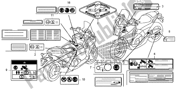 Wszystkie części do Etykieta Ostrzegawcza Honda NC 700D 2012