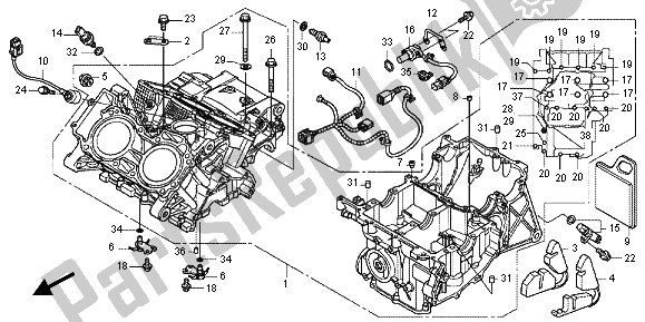 Todas las partes para Caja Del Cigüeñal de Honda VFR 1200 FD 2013