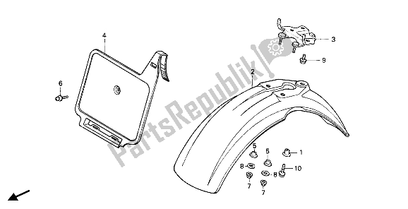 Todas las partes para Guardabarros Delantero Y Matrícula Delantera de Honda XR 80R 1987