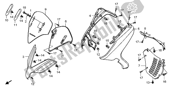 All parts for the Front Cover & Meter Visor of the Honda NSS 250A 2008