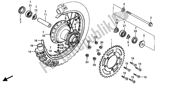 Tutte le parti per il Ruota Posteriore del Honda CR 125R 1986