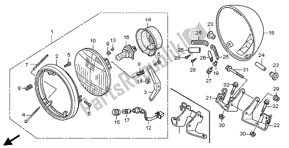 Tutte le parti per il Faro del Honda VT 750C2S 2011