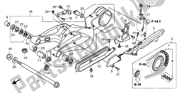 All parts for the Swingarm of the Honda CB 1000R 2011