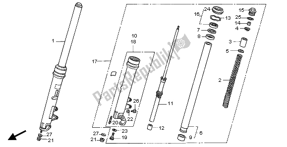 Todas as partes de Garfo Dianteiro do Honda CB 1000F 1995