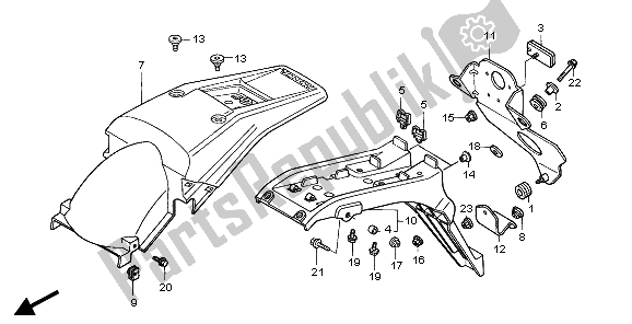 Toutes les pièces pour le Garde-boue Arrière du Honda XR 400R 2001