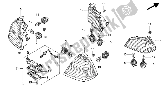 Todas as partes de Luz De Combinação Traseira do Honda GL 1800A 2004