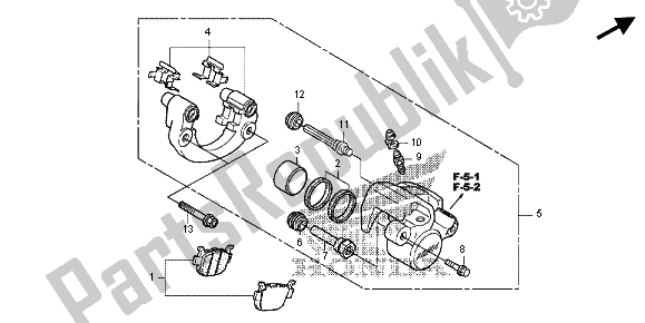 Todas as partes de Pinça De Freio Traseiro do Honda FES 125A 2012
