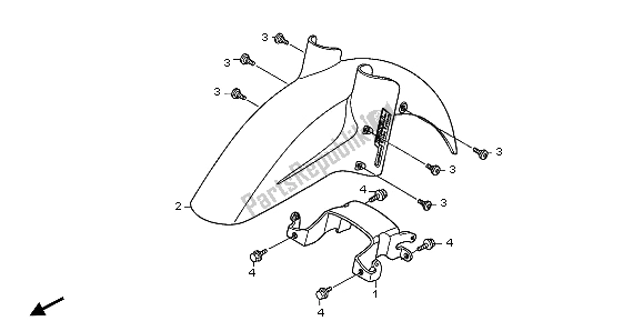 Tutte le parti per il Parafango Anteriore del Honda XL 1000V 2007