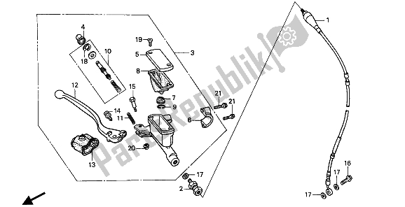 All parts for the Fr. Brake Master Cylinder of the Honda CR 250R 1991
