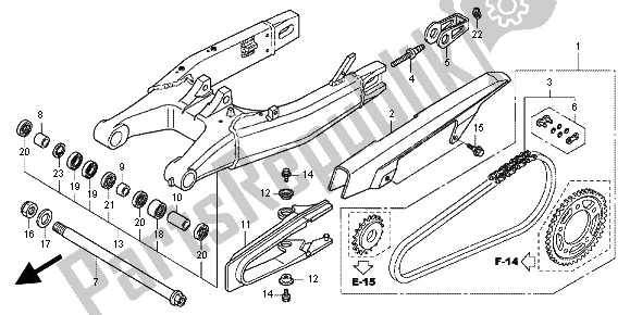 All parts for the Swingarm of the Honda CBR 600 FA 2012