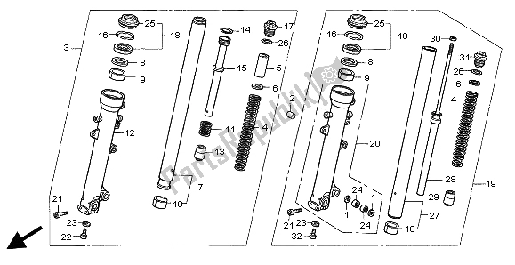 Todas las partes para Tenedor Frontal de Honda XL 1000 VA 2004